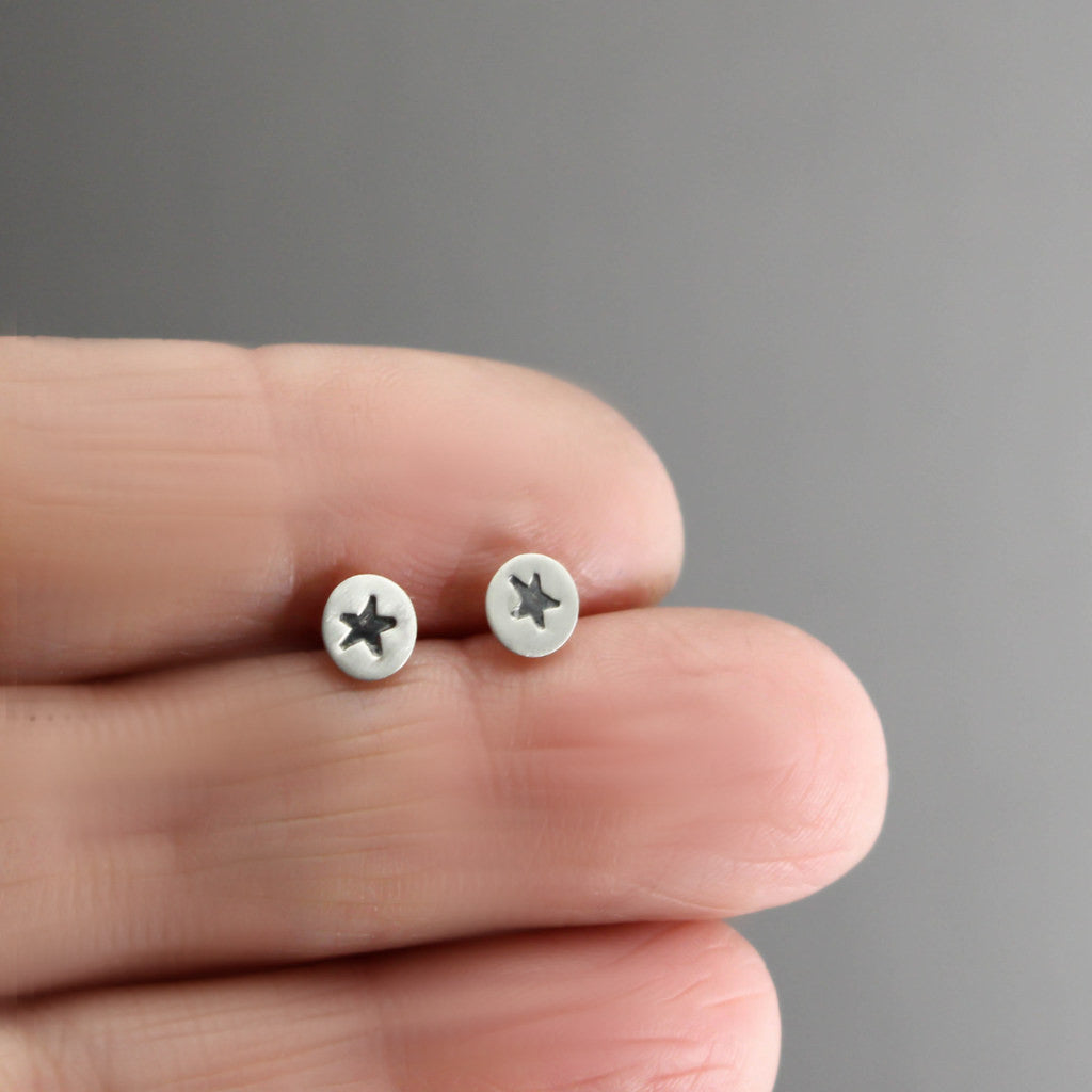 Silver Star Stud Earrings - Rock Star Stud Earrings-Womens-LittleGreenRoomJewelry-LittleGreenRoomJewelry